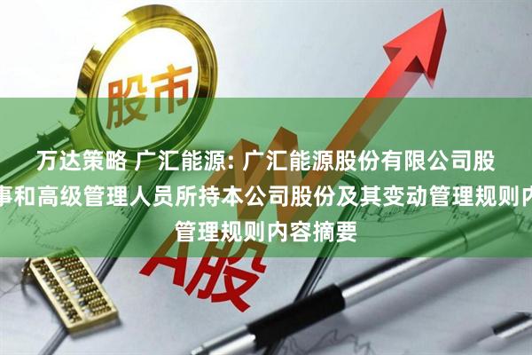 万达策略 广汇能源: 广汇能源股份有限公司股东、董事和高级管理人员所持本公司股份及其变动管理规则内容摘要