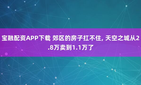 宝融配资APP下载 郊区的房子扛不住, 天空之城从2.8万卖到1.1万了