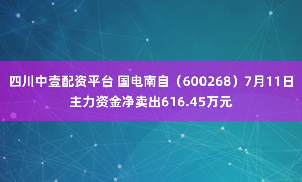 四川中壹配资平台 国电南自（600268）7月11日主力资金净卖出616.45万元